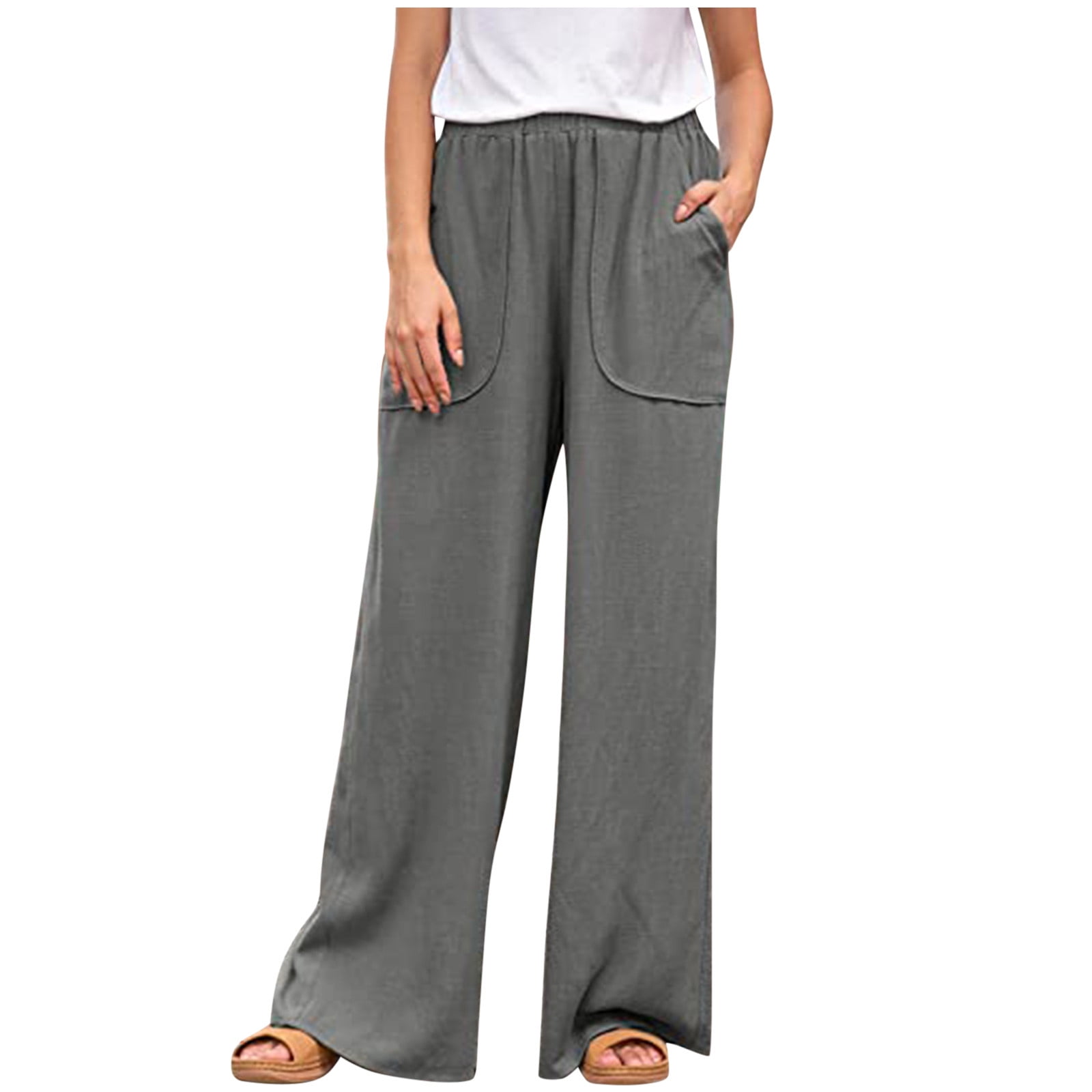 Bowake White Linen Pants For Women 
