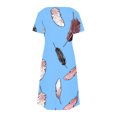 thumbnail image 6 of GaThRRgYP Women's Round Neck Summer Dress-Short Sleeves,Women's Fashion Summer Print Short-sleeved V-neck Casual Dress Sky Blue L, 6 of 8