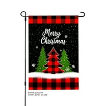JOOCAR Merry Christmas Plaid Tree Garden Flag for Winter Christmas Home Outdoor Garden Yard Door Decor 12x18 inch