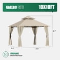 thumbnail image 4 of LazySunsets 10'x 10' Patio Gazebo Double Roof Protection All-Weather Outdoor Shelter Features Insect Screens for Backyard, Lawn, (Beige), 4 of 9
