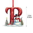 thumbnail image 3 of Snowman Alphabet Christmas Ornament, Acrylic Letter P Pendant, Festive Tree Decoration, 2.36 Inch, 3 of 6