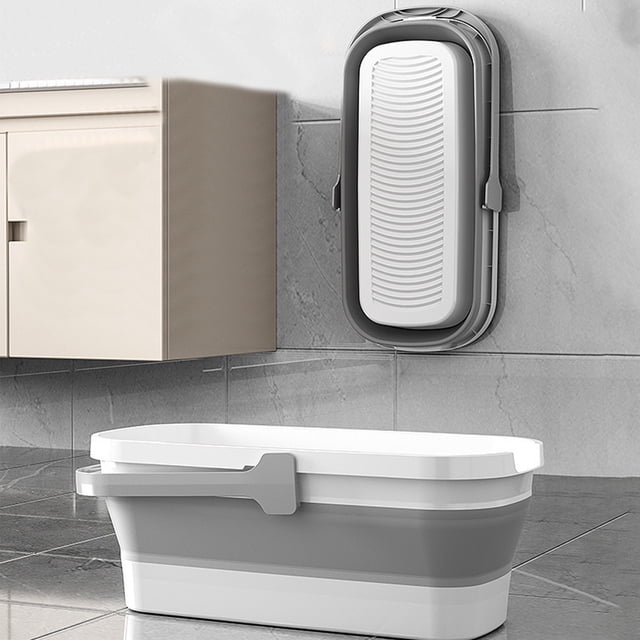 XWSHYW Almacenamiento y Organización Del Baño. Cubo 3,2 Galones (12 L) Cada Uno, Cubo Rectangular Plegable para Limpieza Del Hogar, Recipiente para Agua Al Aire Libre Que Ahorra Espacio para Jardín o