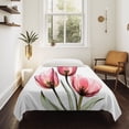 thumbnail image 4 of Pink Tulip Tapestry for Bedroom Wall Hanging Tapestry, Modern Blossom Pastel White Floral Petal Ceiling Backdrop Tapestries Poster Blanket Wall Decor for Teens Room Living Room Dorm 59" x 79", 4 of 8