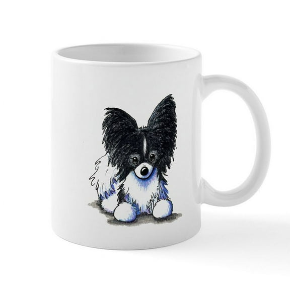 CafePress - B/W Papillon Mug - 11 oz Ceramic Mug - Novelty Coffee Tea Cup