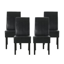 Noble House Monita Contemporary Faux Leather Dining Chairs, Set of 4, Black