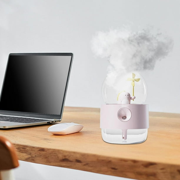 Humidificador de aire pequeño con luz , portátil, de agua de 300ml, humidificador de niebla fría de bajo ruido para escritorio, sala de rosa BLESIY Humidificador de aire