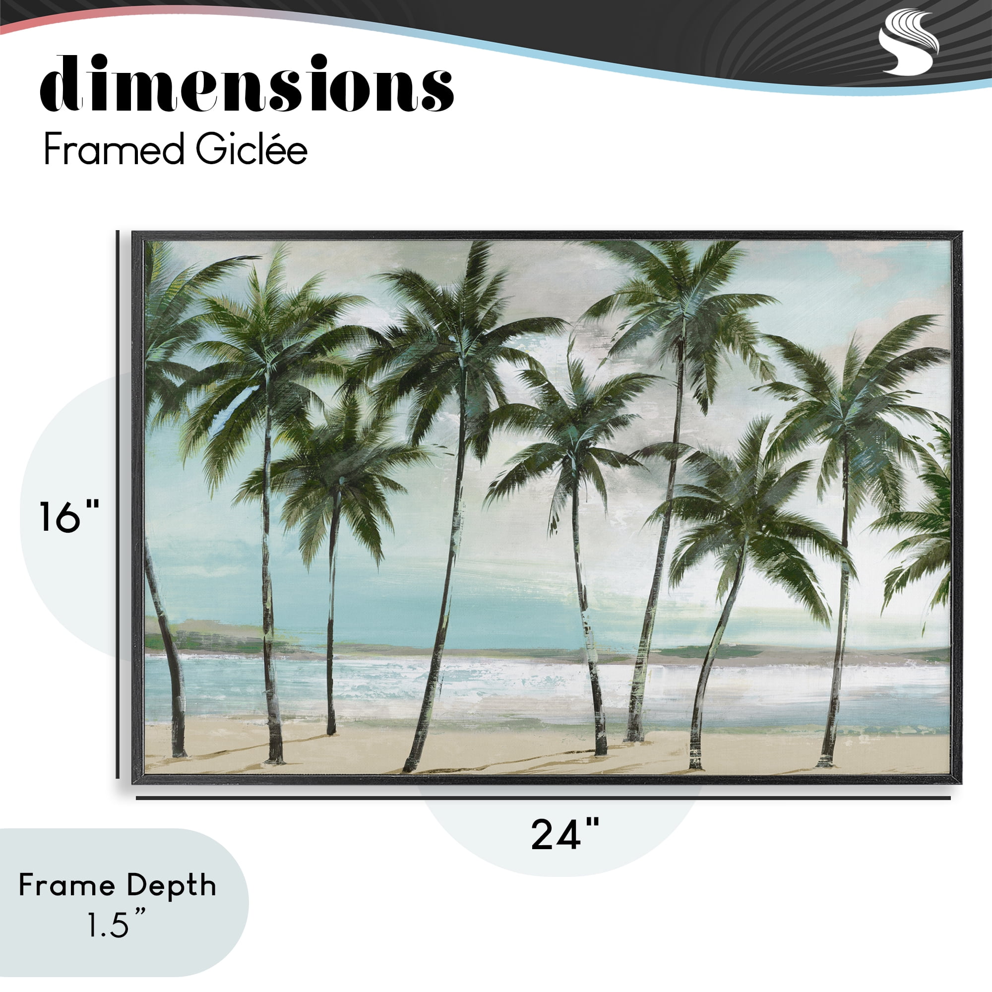 Stupell Industries Palms in A Row Coastal Black Framed Giclee Art, design by Lorenzo Collective