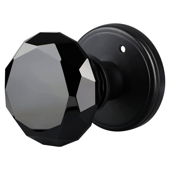 Balin Designs Pomos de puerta de cristal - Juego de pomos de puerta redondos de cristal negro mate - Pomos de puerta de cristal decorativos interiores - Perfecto para baño, dormitorio, pasillo y puert