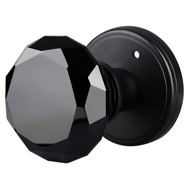 Balin Designs Pomos de puerta de cristal - Juego de pomos de puerta redondos de cristal negro mate - Pomos de puerta de cristal decorativos interiores - Perfecto para baño, dormitorio, pasillo y puert