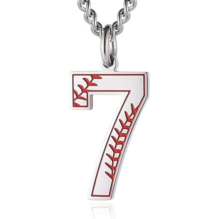 Baseball Number Necklace for Boy 0-9 Number Necklace Stainless