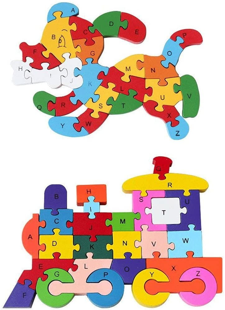 Kids' Wooden Learning Puzzle Body Alphabet Maths Number Wood Time Clock Animals 