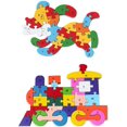 thumbnail image 1 of Wooden Alphabet Puzzle, Alphabet Jigsaw Puzzle Learning Letters Blocks Letters Toys Animal Wooden Puzzle for Kids, 1 of 9
