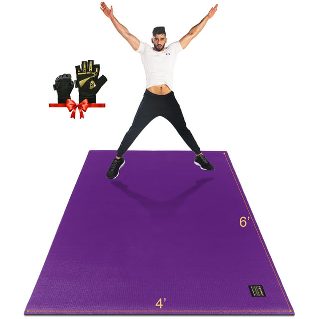Gxmmat Large Exercise Mat 6'x4'x7mm, Thick Workout Mats for Home Gym Flooring, Extra Wide Non-Slip Durable Cardio Mat, High Density, Shoe Friendly, Perfect for Plyo, MMA, Jump Rope, Stretch, Fitness