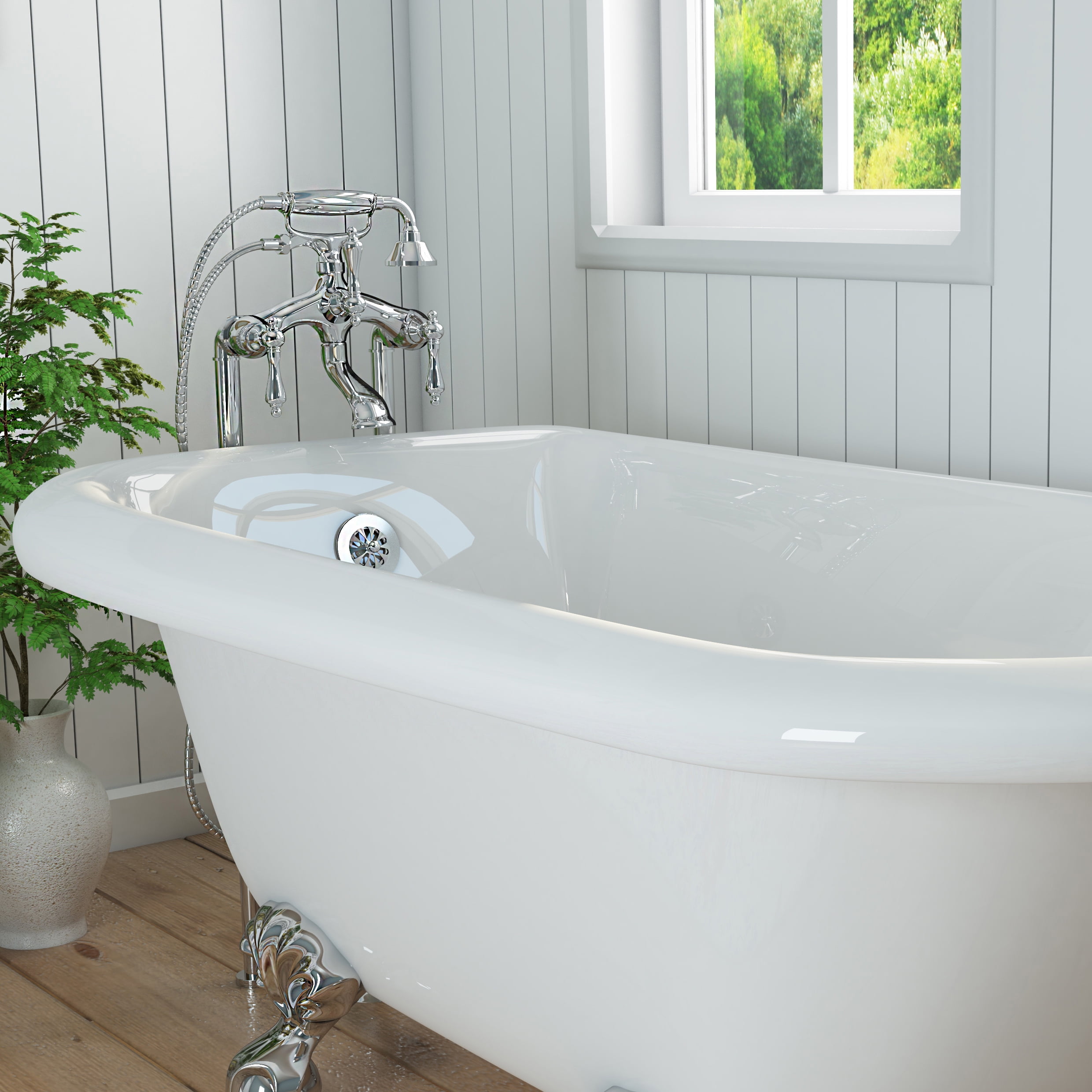 54 inch clawfoot tub double slipper pelham white luxury 54 inch clawfoot tub with vintage design in white includes polished chrome ball and claw feet drain from the highview 54 inch clawfoot tub double slipper pelham white luxury 54 inch clawfoot tub with vintage design in white includes polished chrome ball and claw feet drain from the highview