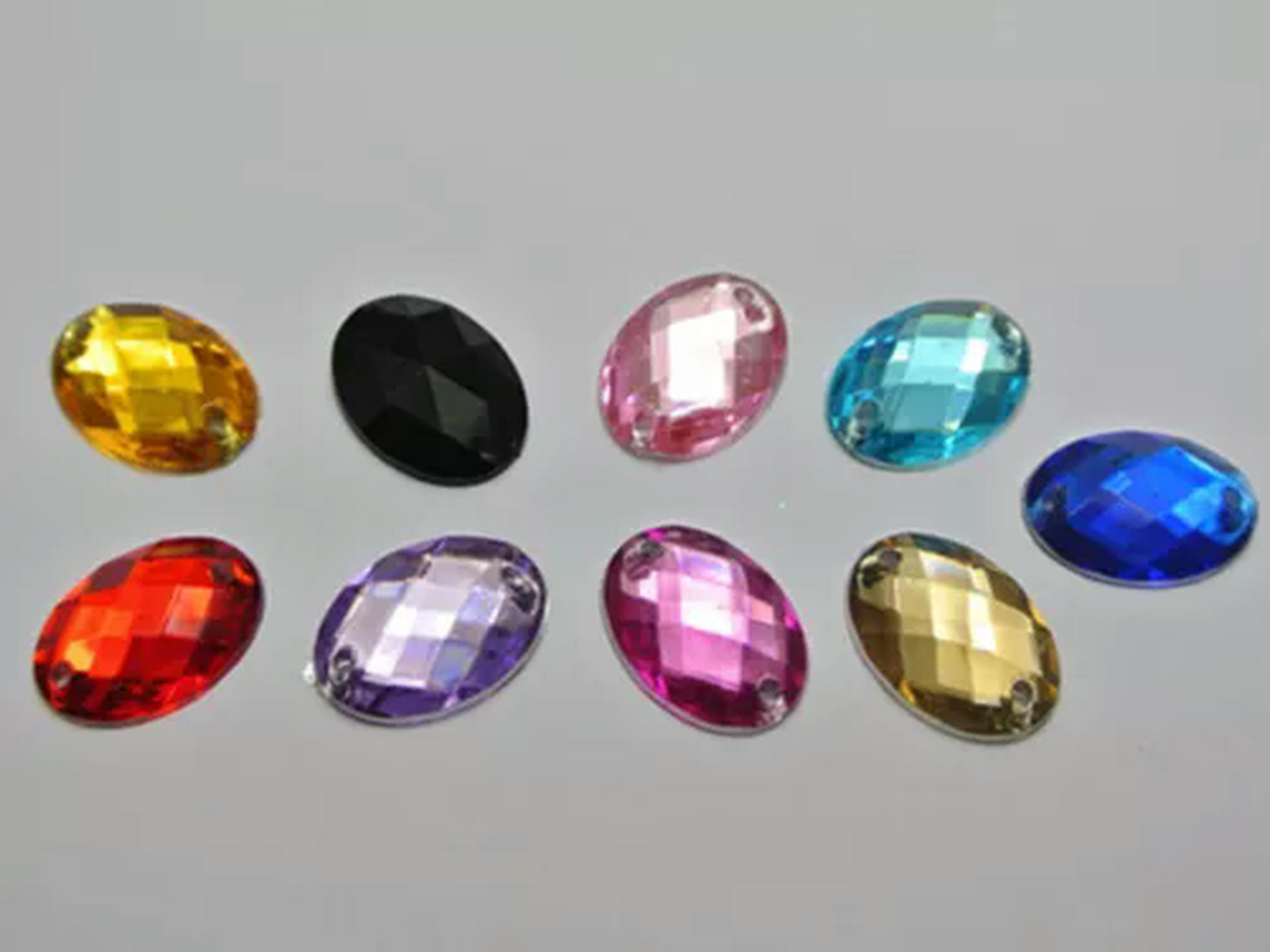 U8MO 500 Flatback Acrylic Faceted Oval Sewing Rhinestone Gems 13X18mm Sew on beads-Mixed Colour