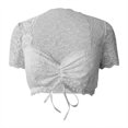 thumbnail image 4 of Girls Stand Collar Puff Bubble Sleeve Cotton Crop Top Kids Button Front Bavarian Festival Short Shirt, 4 of 7