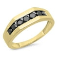 thumbnail image 1 of Dazzlingrock Collection 1.05 Carat (ctw) 10K Round Black Diamond Men's 7 Stone Anniversary Band 1 CT, Yellow Gold, Size 6, 1 of 1