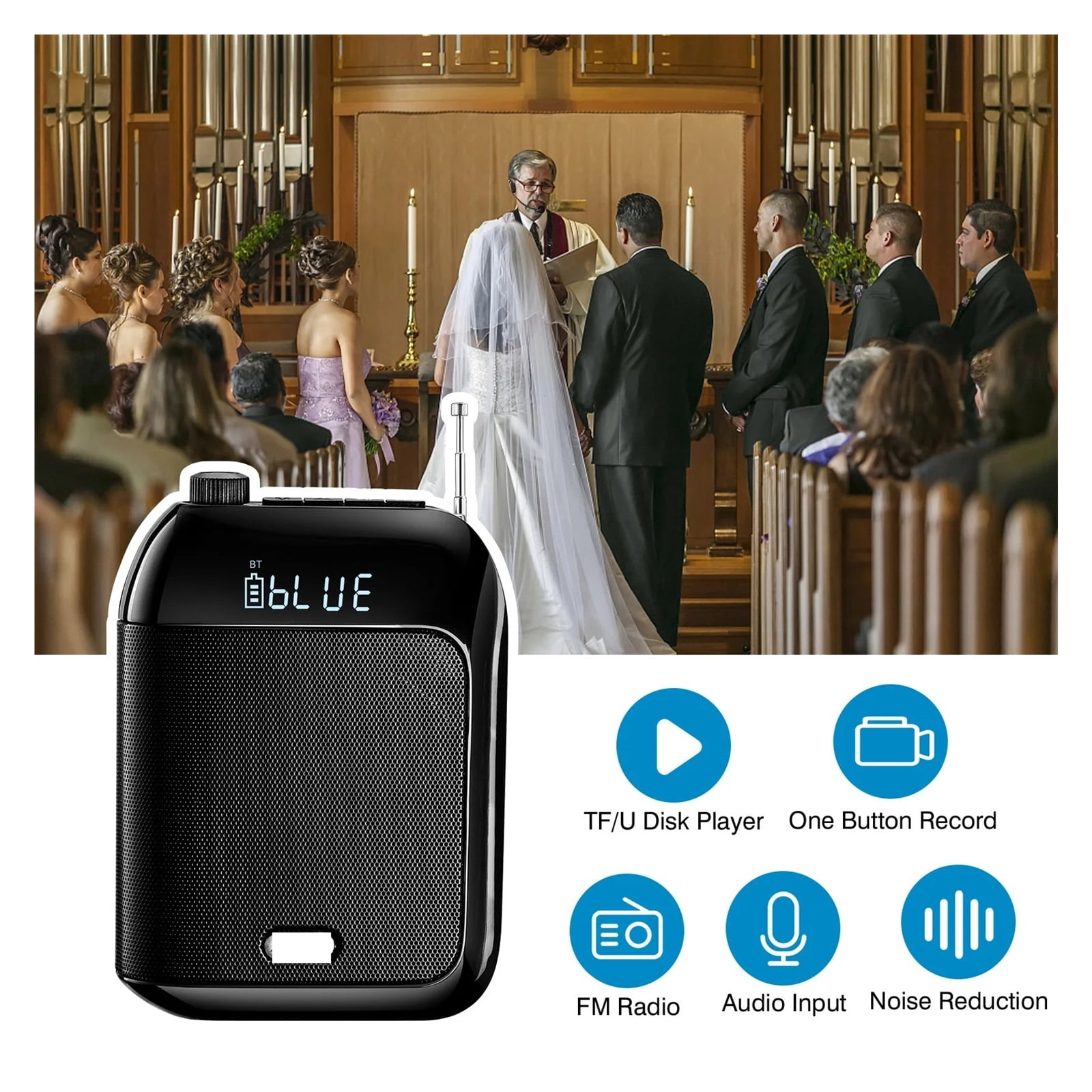 UHF Wireless Voice Amplifier Portable For Teaching Lecture Tour Guide Promotion U-Disk Megaphone Microphone Speaker ,Powerful Voice Amplifier