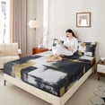 thumbnail image 4 of jejeloiu Graffiti Geometric Design Bed Sheets,Gray Black Gold King Sheets For Adult 4pcs, 4 of 7