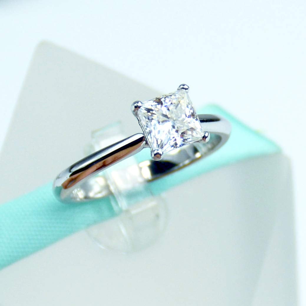 Tiffany & Co Platinum and Diamond Princess Engagement Ring .53 ct H VS2  3EXC $5k | eBay