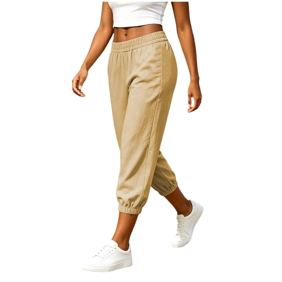 cfhntfmh Capri Jogger Pants for Women Elastic Waist Mid Rise Golf Pants Summer Lightweight Pants for Travel