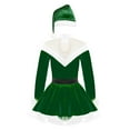 thumbnail image 2 of dPois Kids Girls Christmas Santa Claus Costume Long Sleeve Velvet Dance Ballet Dress Ice Skating Green 12, 2 of 7