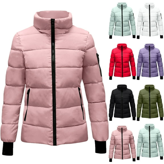 Bovxnpu Winter Coats for Women, Women's Lightweight Long-Sleeve Waterproof Puffer Jacket Warm Winter Clothing