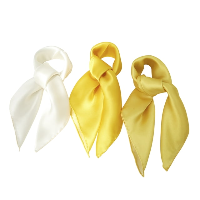 Daffodil Pure Silk Scarf | Ivory, Lemon Yellow, Gold | Small Head Scarf Or Large Square Shawl | Solid Colour Collection