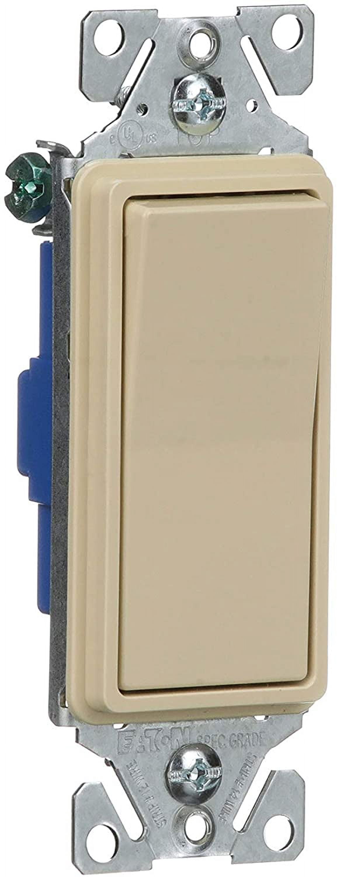 Cooper Wiring Device 7501VBOX Single-Pole Decorator Rocker Switch, Ivory - 15A