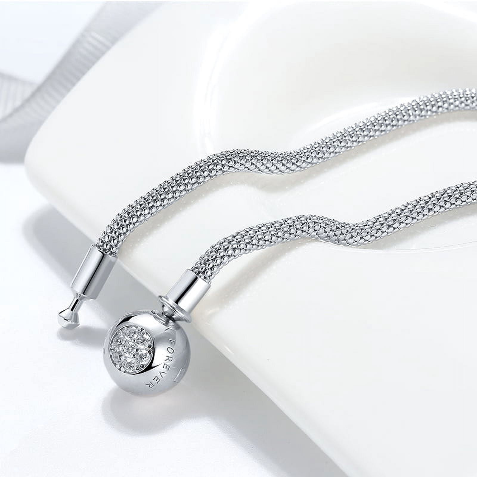 Snake Chain Charm Bracelet Sterling Silver Cz Love Clasp Ginger Lyne Collection