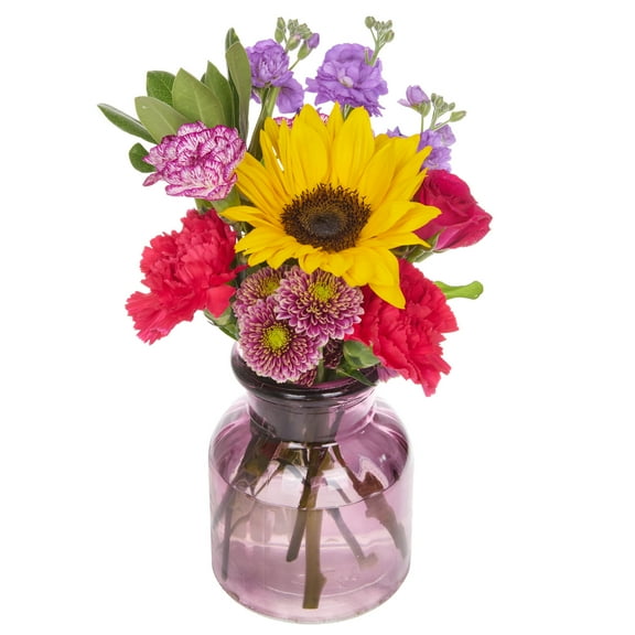 Fresh Cut Small Mixed Floral Arrangement in Decorative Vase, 8 Stems