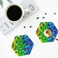 thumbnail image 5 of Pofeuu Multicolored Butterflies Print Leather Coasters Set of 6, Round Cups Mugs Mat Pad for Home Kitchen Heat Resistant Drink Coasters,Hexagon, 5 of 7