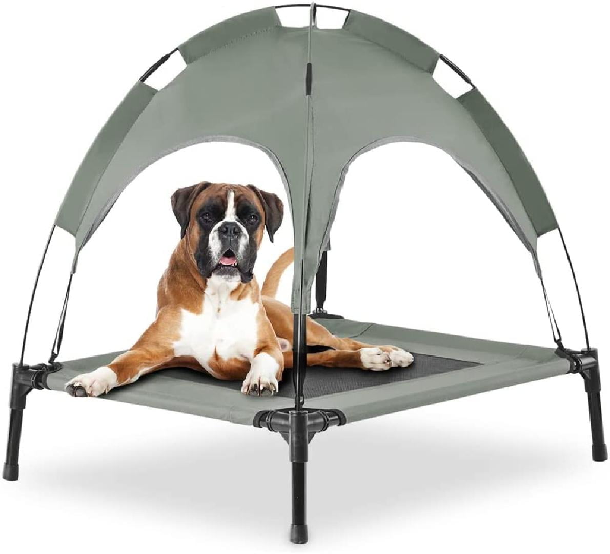 Elevated Dog Bed with Canopy, Portable Dog Houses for Large Dogs
