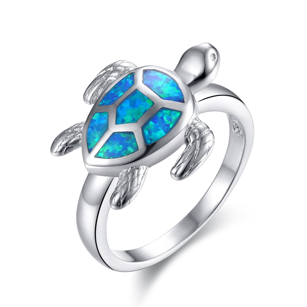 blue fire opal turtle ring