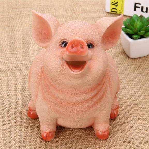 Shatterproof Resin Cute Piggy Bank for Kids, Large Capacity Coin Money Bank, Pink, For Boys Girls Nursery Decor Birthday Gift