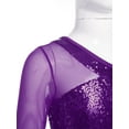 thumbnail image 5 of TiaoBug Kids Girls Sequins Hip Hop Jazz Ballet Dance Outfits One Shoulder Long Sleeve Crop Top with Metallic Pants Set Purple&Black 12, 5 of 7