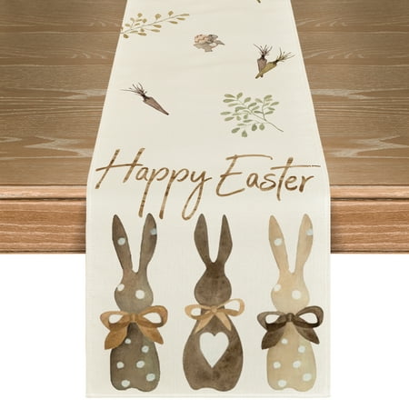 

Sm:)e Happy Easter Bunny Table Runner for Dining Table 13 x 48 Inch