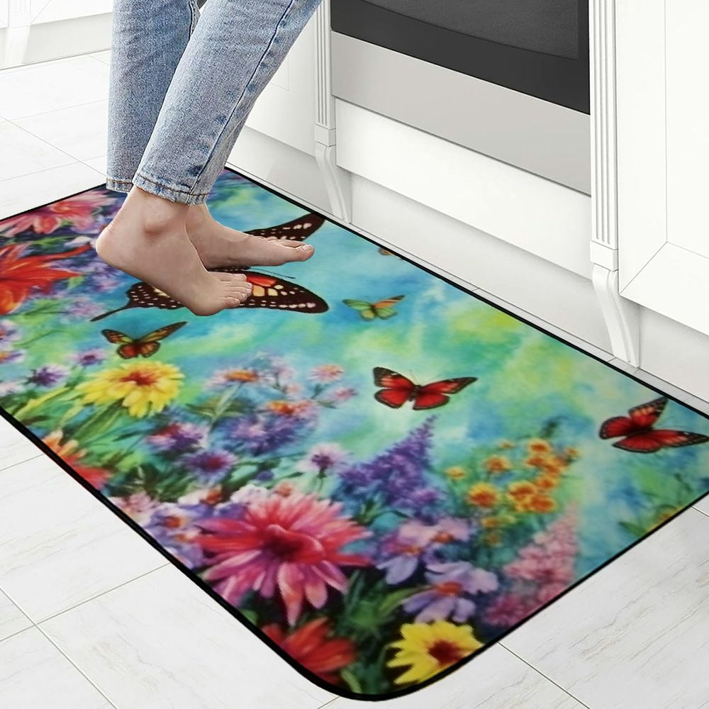 Heduofu Butterflies Decorative Door Mat, Door Mat with Non-Slip Rubber Backing, Cleaning, Traps Dirt, for , Patio, Garage 19.68*47.24 in