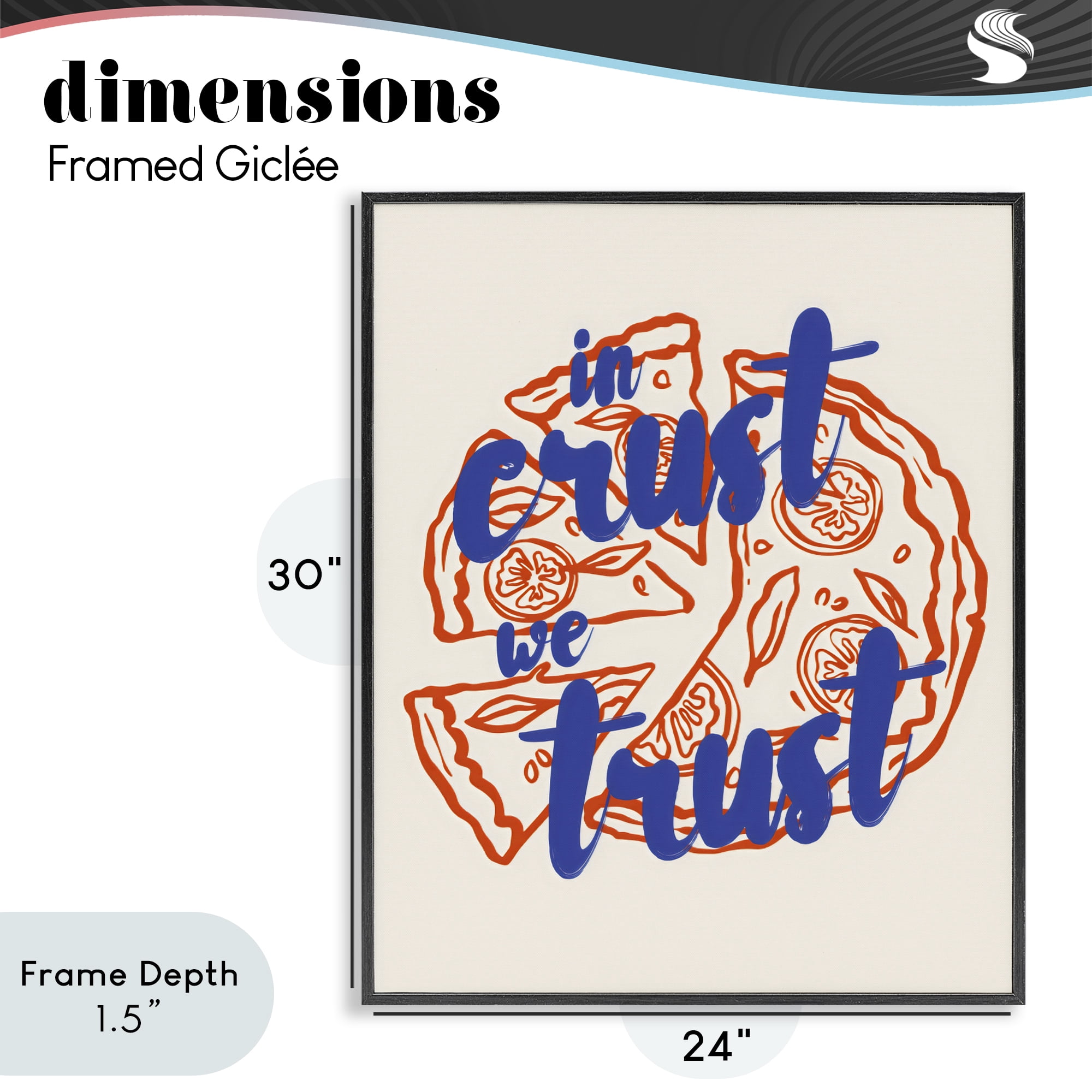 Stupell Industries In Crust We Trust Pizza Black Framed Giclee Art, design by The Prints Vibe