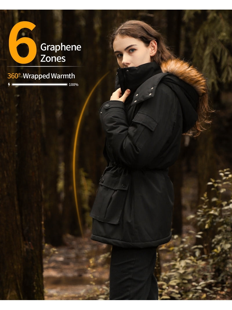 Women's Heated Jacket With Graphene Heating - Rechargeable Battery Included