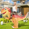 thumbnail image 5 of COMIN 72 inch Inflatable Dinosaur Costume for Adults Ride on Dino Costume Blow Up Trex Costume Orange Costume for Halloween Party, 5 of 6