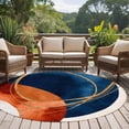 thumbnail image 5 of Navy Blue Burnt Orange Large Area Rugs for Bedroom Living Room, Soft Non Slip Carpet Bedside Rug, Boho Art Modern Geometric Round Floor Cover Kitchen Accent Rug 6' for Dining Room/Office, 5 of 9
