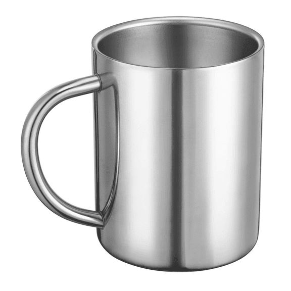Stainless Steel Coffee Cup,10oz/300ml Camping Mugs with Handle,Durable Tea Mug Cups for Camping,Silver