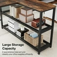 thumbnail image 6 of 94.5 inch Two Person Desk with Keyboard Tray, Extra Long Home Office Desk with Storage Shelves for Two People (Rustic Brown), 6 of 7