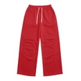 thumbnail image 5 of Smsaxvxz Sweatpants for Men Lightweight Elastic Waist Drawstring Jogger Pants Casual Loose Straight Leg Trousers with Pockets Red S, 5 of 7
