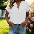 thumbnail image 5 of T Shirts for Women 2026 Summer Short Sleeve V Neck Cotton Linen Dressy Casual Office Work Tshirt Blouse, 5 of 7