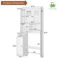 thumbnail image 2 of Itaar Over The Toilet Storage Cabinet, Over Toilet Bathroom Organizer with Glass Doors & Toilet Paper Holder Stand, Home Space-Saving Toilet Rack, for Bathroom, Restroom, Laundry(White), 2 of 18
