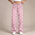 thumbnail image 6 of Ltctricy Girls Pants Polka Dot Wide Leg Trousers with Pockets High Waisted Kids Pants Fall Casual Streetwear(Pink,9-10 Years), 6 of 7