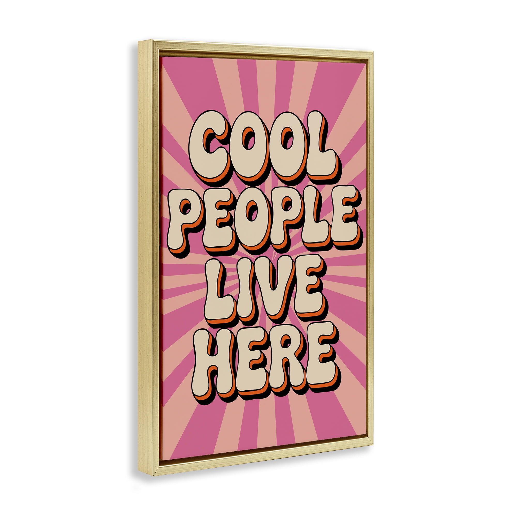 Stupell Industries Groovy Cool People Live Here Gold Framed Floater Canvas Wall Art, design by Andreas Magnusson