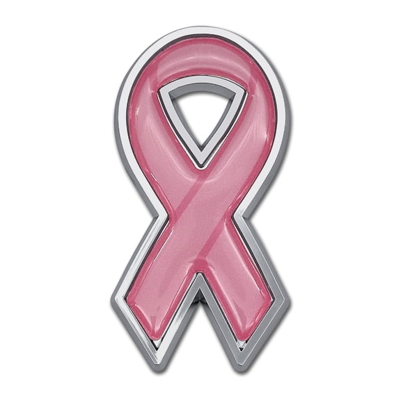 Elektroplate Pink Ribbon Chrome Emblem Peel-and-Stick 1-Count 3.25 x 1.5 x .125